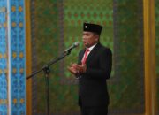 Hujan Deras, Pemkab Pelalawan Tetap Gelar Upacara di Gedung Daerah Laksamana Mangkudiraja