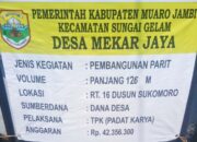 Proyek Drainase Bersumber Dana Desa Tahun 2023, Desa Mekar Jaya diborongkan Bukan Padat Karya