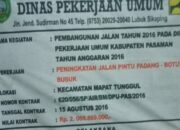 PT. RCWP Mengajukan Surat Permohonan Pembayaran Sisa Dana Pekerjaan Peningkatan Ruas Jalan Pintu Padang Botung Busuk