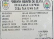 Bangunan Jalan Desa Tanjung Sari Terancam Hancur dalam Hitungan Bulan