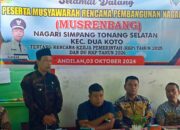 Musyawarah Perencanaan Pembangunan RKP 2025 dan DU-RKP 2026 di Nagari Simpang Tonang Selatan Berjalan Lancar